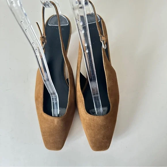 NEW Vince Hart Cinnamon Suede Slingback Women's Kitten Heels, Sz 9 - Picture 4 of 14
